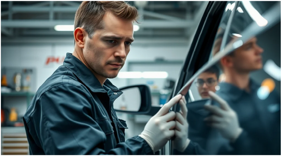 Foto de un Experto Checando o Revisando la Carroceria y Chasis de un Auto Vehiculo en Proceso de Fabricacion de Blindaje y Proteccion Automotriz en Mexico es un ejemplo ilustre de blindaje automotriz, autos, vehiculos en mexico